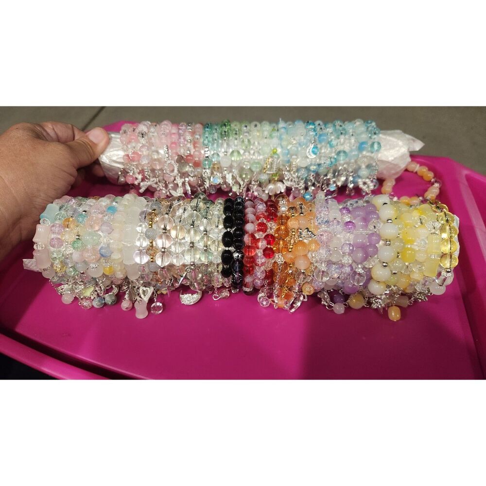 20 Pearl Bead Bracelets for Women Stretch kawaii Style Stretch Mixed colors